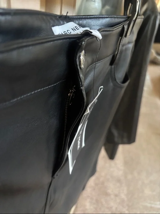 Marc New York Black Faux Leather Skirt with Button Waist - Picture 5 of 10